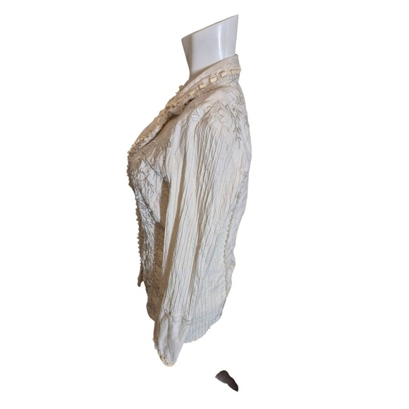 Sandy Starkman Vintage 90s Boho Ornate Embroidered Embellished Jacket Ivory Sz M - Picture 3 of 5